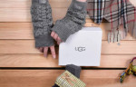 Ugg Fingerless Gloves w/ Sherpa Trim-Black