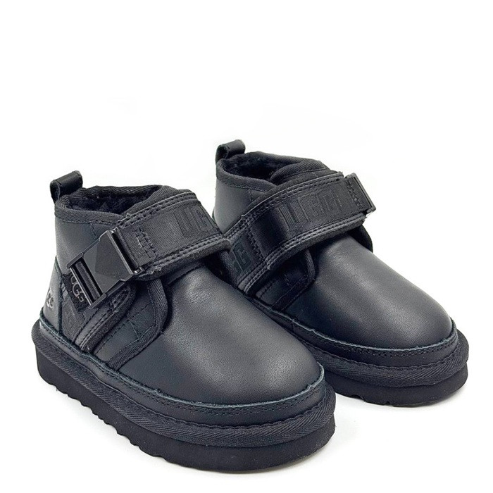 UGG Kids Neumel Snapback Leather Black